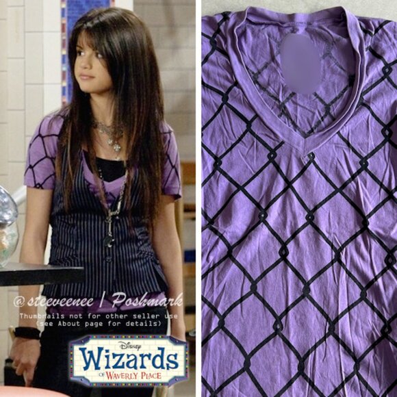 RARE Purple V-Neck Chainlink Fence Tee ASO Alex Russo / Mercedes Jones